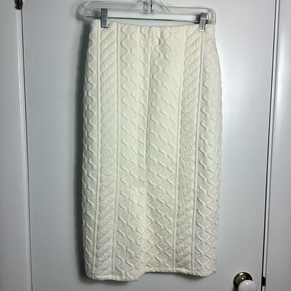 NWT Zara Quilted Cream Midi Skirt Small Holiday Quiet Luxury Old Money Academia - Picture 5 of 16